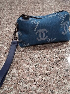 Chanel GWP Denim Wristlet Pouch in Blue